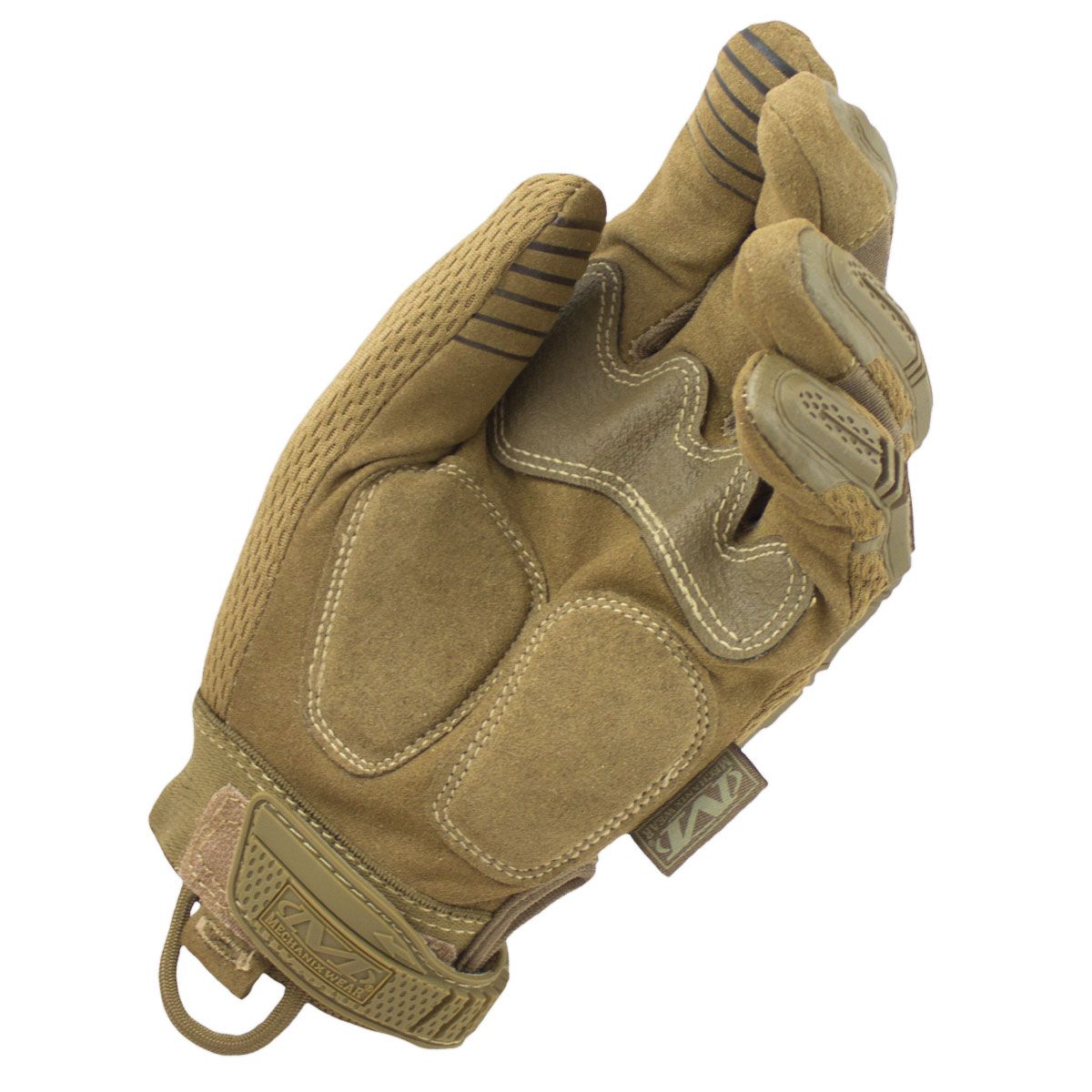 Form-fitting TrekDry® material with MultiCam® camouflage helps keep hands cool and comfortable High impact PORON® XRD® palm padding absorbs shock and vibration Molded Thermal Plastic Rubber (TPR) knuckle and finger impact protection Rubberized grip on thumb and index finger for improved control and abrasion resistance Second-skin fit with a hook and loop closure Nylon cord loop for convenient glove storage Machine washable