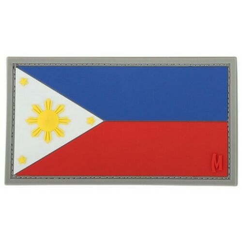 Philippines Flag PVC Patch Full Colour, Velcro backed Badge. Great for attaching to your field gear, jackets, shirts, pants, jeans, hats or even create your own patch board.  Size: 7.2x5cm