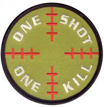 Let your marksmanship do the talking or just wear the "One Shot, One Kill" Patch. This morale patches feature a hook backing and are ideal for attaching to our Operator Caps, Combat Shirts or any of our Hook & Loop gear.  SIZE: 8.5CM