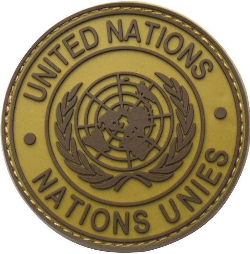 6cm PVC United Nations Flag Patch Round Tactical Velcro backed armband army combat badge in multiple colours.  Great for attaching to your field gear, jackets, shirts, pants, jeans, hats or even create your own patch board.