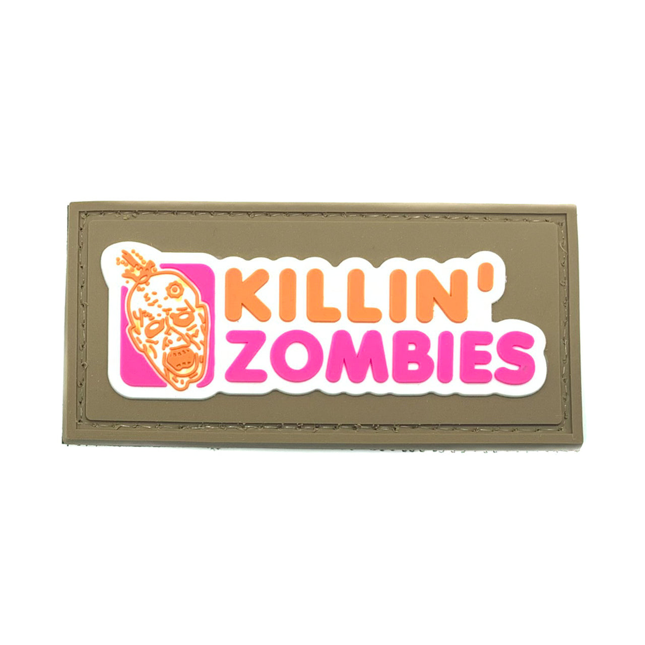 Killing Zombies PVC Patch, Velcro backed Badge. Great for attaching to your field gear, jackets, shirts, pants, jeans, hats or even create your own patch board.  Size: 8.4x4.1cm