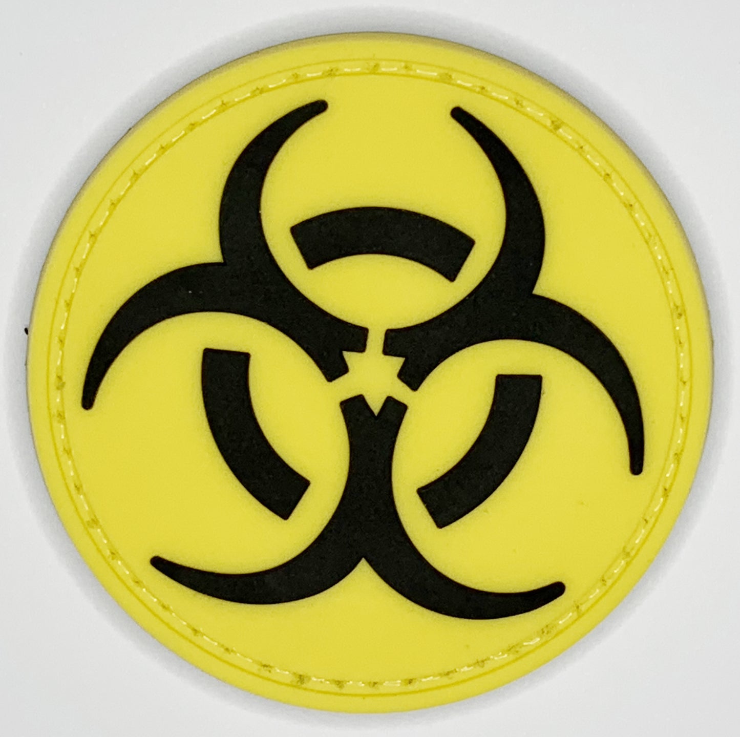 Rounded Biohazard PVC Patch Yellow, Velcro backed Badge. Great for attaching to your field gear, jackets, shirts, pants, jeans, hats or even create your own patch board.  Size: 6cm