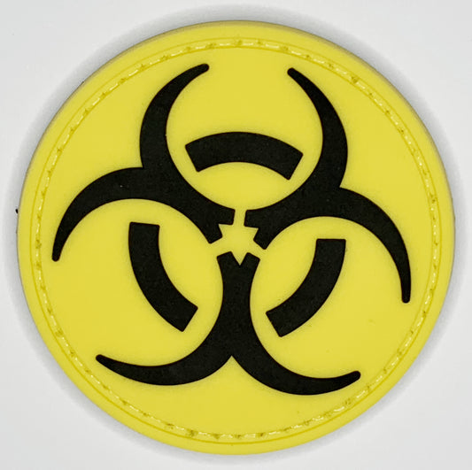 Rounded Biohazard PVC Patch Yellow, Velcro backed Badge. Great for attaching to your field gear, jackets, shirts, pants, jeans, hats or even create your own patch board.  Size: 6cm