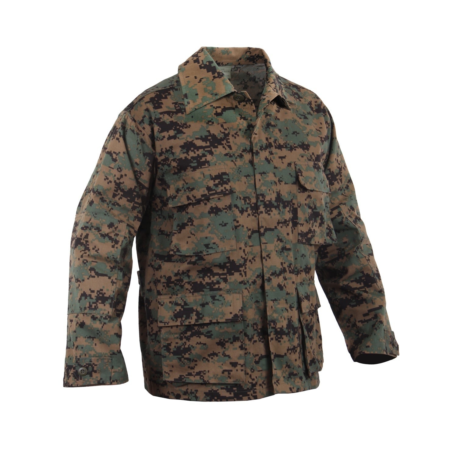 Rothco's B.D.U. Shirts feature a Poly/Cotton Twill material that is durable yet comfortable. The BDU Shirt Jacket offers maximum utility with four large button-down bellowed pockets and front button pocket with a secure flap closure and adjustable button tab cuff sleeves.