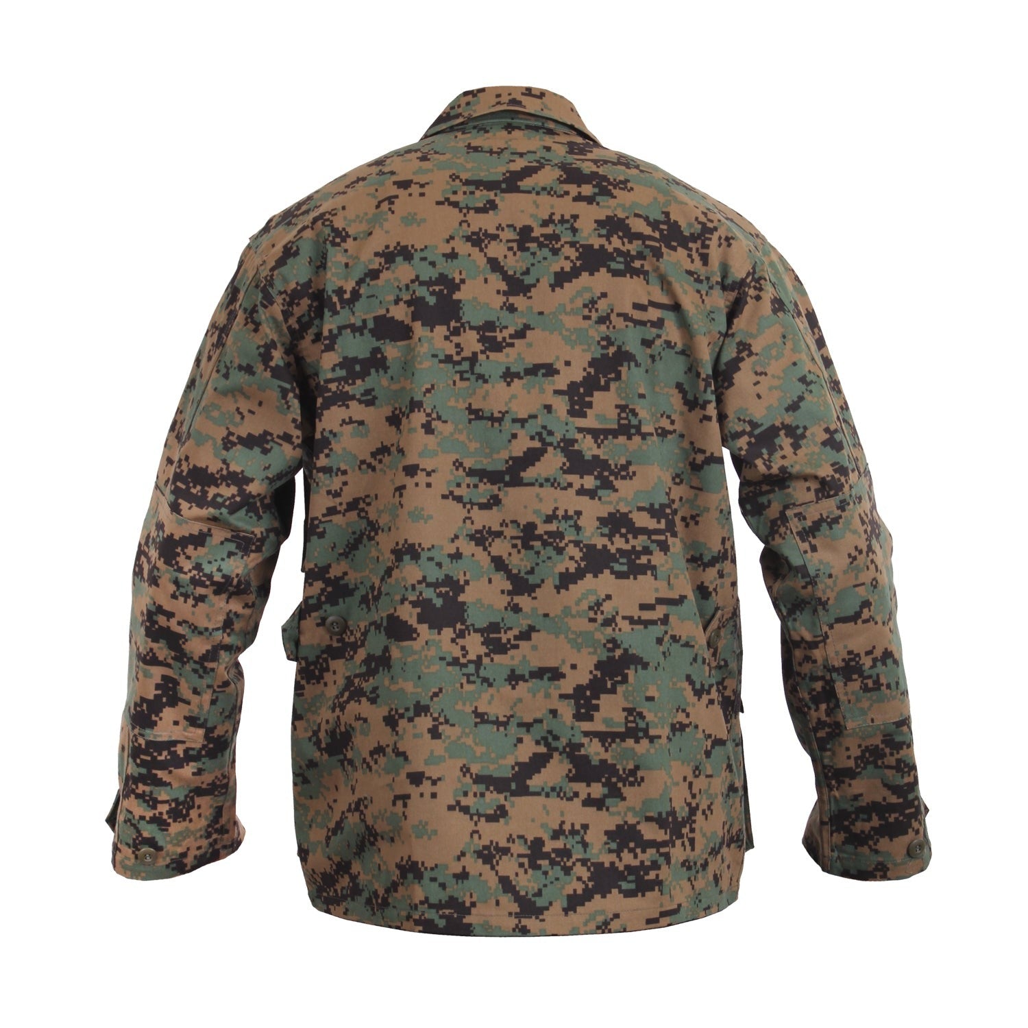 Rothco's B.D.U. Shirts feature a Poly/Cotton Twill material that is durable yet comfortable. The BDU Shirt Jacket offers maximum utility with four large button-down bellowed pockets and front button pocket with a secure flap closure and adjustable button tab cuff sleeves.