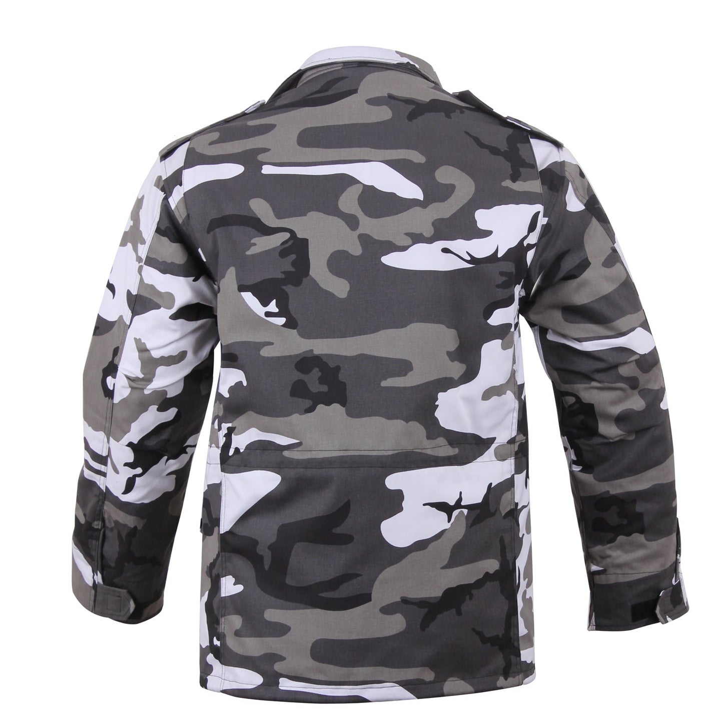 Field Jacket Is Made To Government Specifications Water Repellent Poly/Cotton Twill Exterior With Shoulder Epaulets Removable 100% Polyester Quilted Button-In Liner Concealed Hood With Brass Zipper Closure And Drawstring Hood Heavy Brass Zipper, Snap-Up Storm Flap, 4 Snap-Up Pockets Hook And Loop Wrist Cuffs For Attaching Gloves Waist And Bottom Drawstring For A Snug Fit