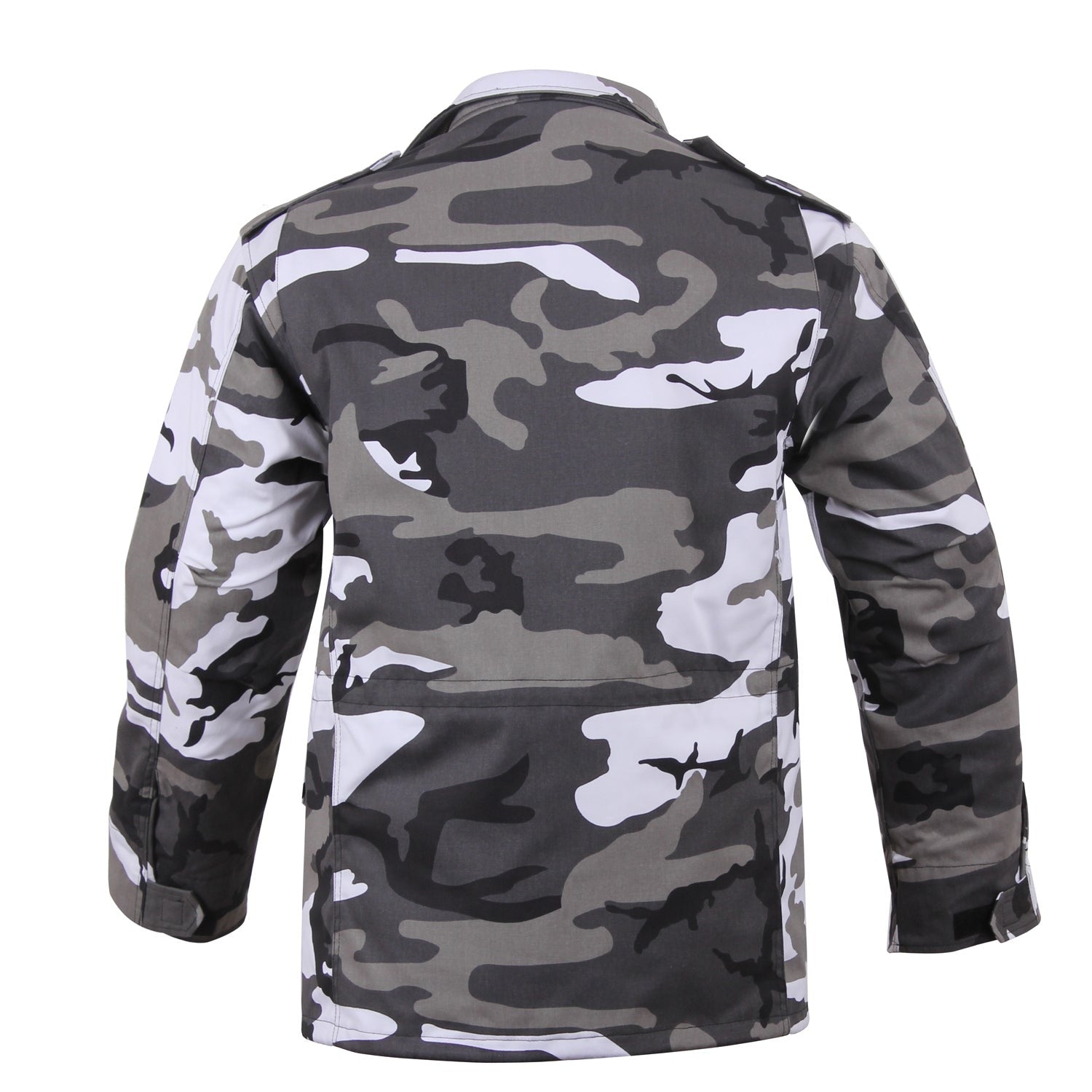 Field Jacket Is Made To Government Specifications Water Repellent Poly/Cotton Twill Exterior With Shoulder Epaulets Removable 100% Polyester Quilted Button-In Liner Concealed Hood With Brass Zipper Closure And Drawstring Hood Heavy Brass Zipper, Snap-Up Storm Flap, 4 Snap-Up Pockets Hook And Loop Wrist Cuffs For Attaching Gloves Waist And Bottom Drawstring For A Snug Fit