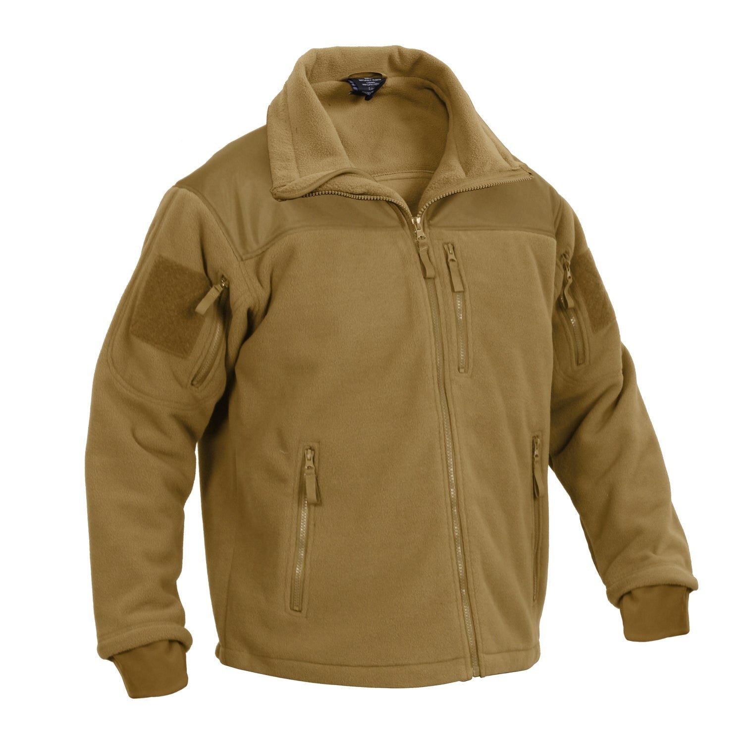100% Heavyweight Polyester Fleece Interior Tricot Lining For Added Warmth All Pockets Feature Zipper Closures And Zipper Pulls 2 Shoulder Pockets With 3 ¾” Square Loop Field For Patches Left Chest Pocket And 2 Front Slash Pockets Mandarin Collar And Hanging Hook Internal Main Zipper Flap Drawstring Waist For Comfortable Fit Foldout Cuffs With Thumbholes Keep Sleeves In Place Shoulder And Forearm Yokes