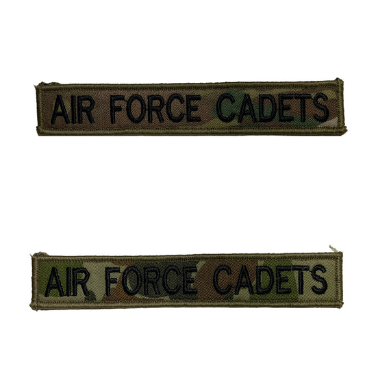 Air Force Cadets Patch, size is 2.5cm x 15cm, lettering is 1.5cm in height.  All embroidery is done in upper case letters only as a FYI.  These are great for cadets or even survivalists who love their patches on uniforms.  Don't forget you can even add the velcro backing and use them on your field gear or even dog vests.  Made on the Gold Coast, please support Australian made www.moralepatches.com.au