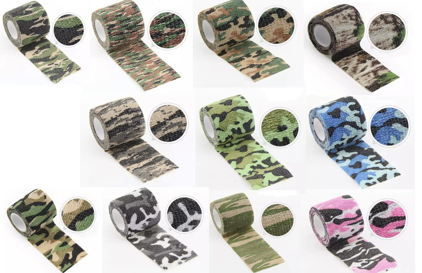 Reduces glare or shine of objects Reusable Protects your equipment and improves grip Ideal for covering all gear including tools, torches, weapons, etc. Tapes can be used as bandages 4.5m (After-stretch) the roll looks really small until you use it Width: 7.5cm Length 4.5m