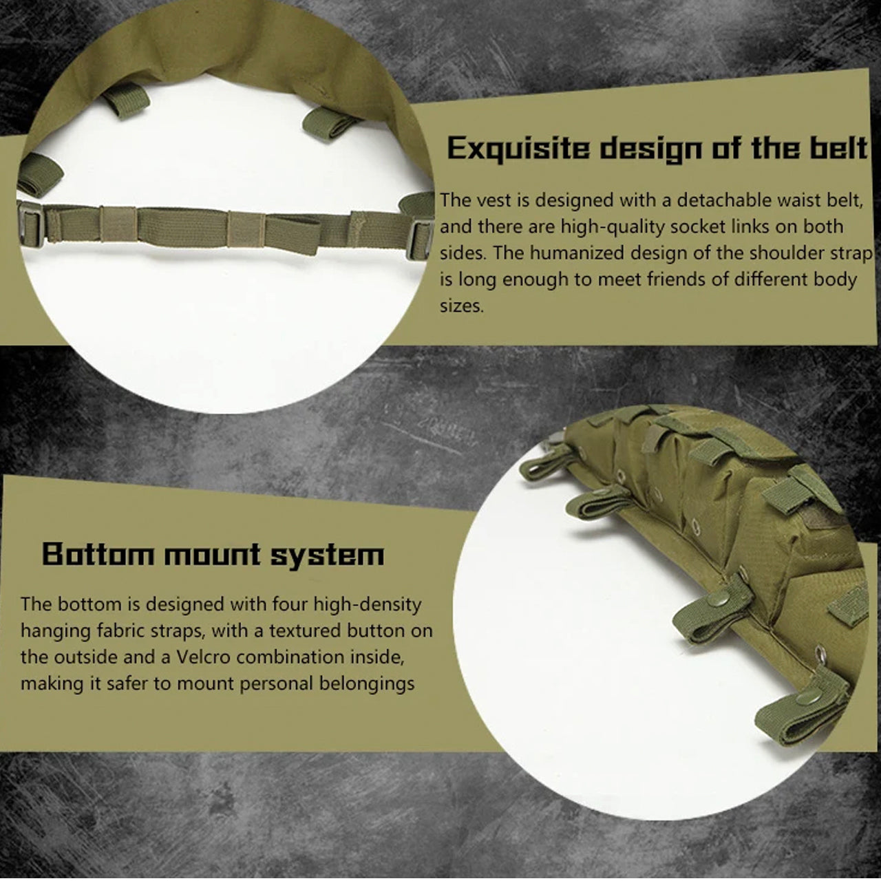 Assault Vest Lightweight The multi-functional assault MOLLE system combat vest is made of 600D waterproof oxford cloth. The fabric has high precision and strong functionality which is more suitable for outdoor activities. Great for Military, cadets, airsoft and other outdoor activities www.moralepatches.com.au