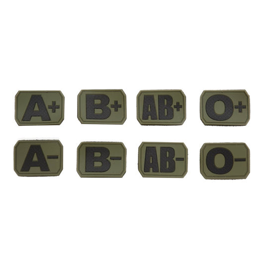 Small BLOOD TYPE PVC Patch OD Green, Velcro backed Badge. Great for attaching to your field gear, jackets, shirts, pants, jeans, hats or even create your own patch board.  Size: 3x3cm www.moralepatches.com.au