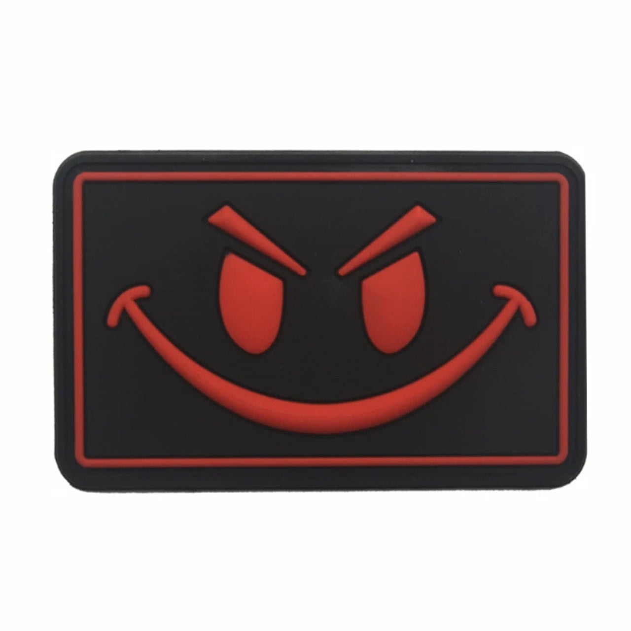 Big Evil Smiley PVC Patch Large, Velcro backed Badge. Great for attaching to your field gear, jackets, shirts, pants, jeans, hats or even create your own patch board. Size: 8x5cm www.moralepatches.com.au