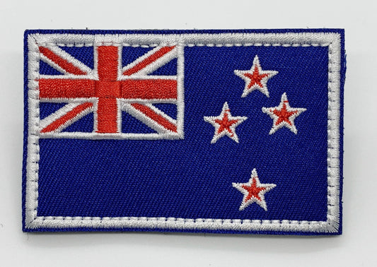 New Zealand White Border Flag Patch Hook & Loop.   Size: 8x5cm