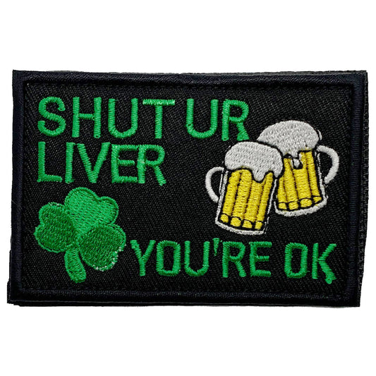 Irish Drinking Patch Hook & Loop  Size: 7.5x5cm   HOOK AND LOOP BACKED PATCH(BOTH PROVIDED) www.moralepatches.com.au