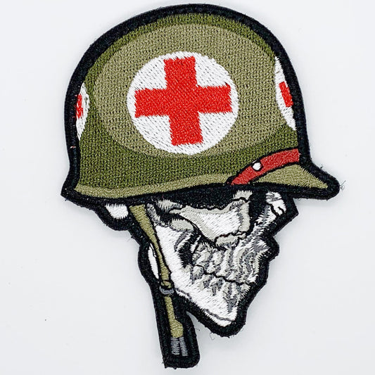 Medic Skull Patch Hook & Loop.   Size: 7x9cm  HOOK AND LOOP BACKED PATCH(BOTH PROVIDED) www.moralepatches.com.au