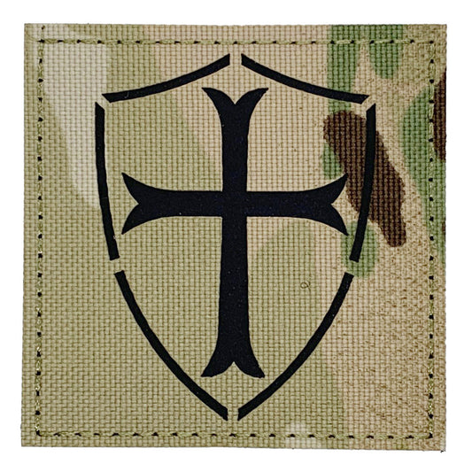 Shield Laser Cut Multicam Patch Hook & Loop.   Size: 7.5x7.5cm   HOOK AND LOOP BACKED PATCH(BOTH PROVIDED)