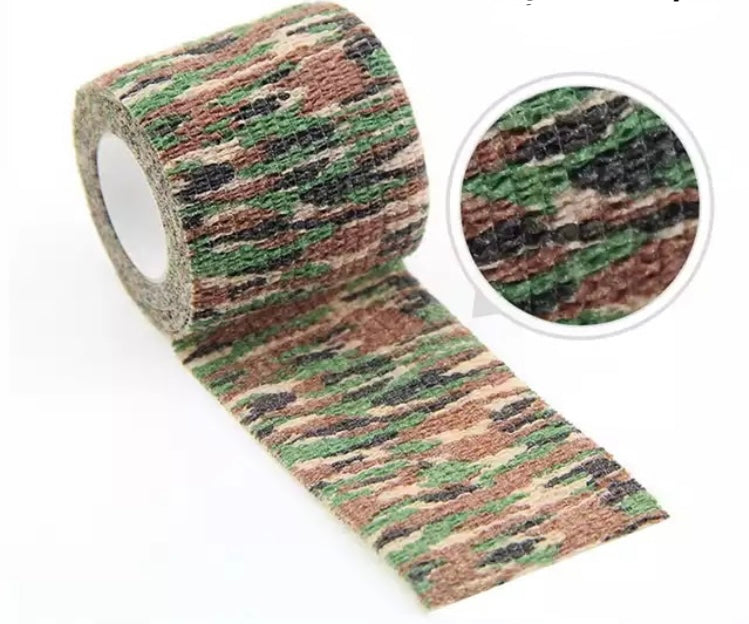 Reduces glare or shine of objects Reusable Protects your equipment and improves grip Ideal for covering all gear including tools, torches, weapons, etc. Tapes can be used as bandages 4.5m (After-stretch) the roll looks really small until you use it Width: 7.5cm Length 4.5m