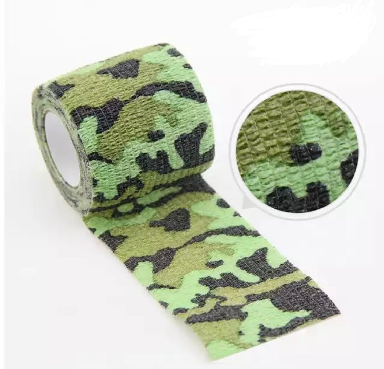 Reduces glare or shine of objects Reusable Protects your equipment and improves grip Ideal for covering all gear including tools, torches, weapons, etc. Tapes can be used as bandages 4.5m (After-stretch) the roll looks really small until you use it Width: 7.5cm Length 4.5m