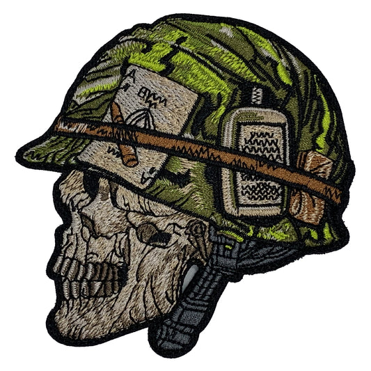 Soldier Skull Patch Hook & Loop.   Size: 9x9cm  HOOK AND LOOP BACKED PATCH(BOTH PROVIDED) www.moralepatches.com.au