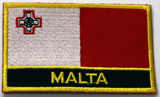 Malta Flag Iron On Patch. Great for attaching to your jackets, shirts, pants, jeans, hats.  Size: 8x5cm