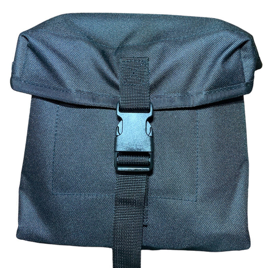 Minimi Pouch Black - Great for law enforcement gear, can fit two flask water bottles 1LT MOLLE fittings  Top loading pouch  Nylon webbing  900D fabric  2 coats PU coating  Military specifications  Nylon buckles  Dimensions: 20x20x7cm www.moralepatches.com.au