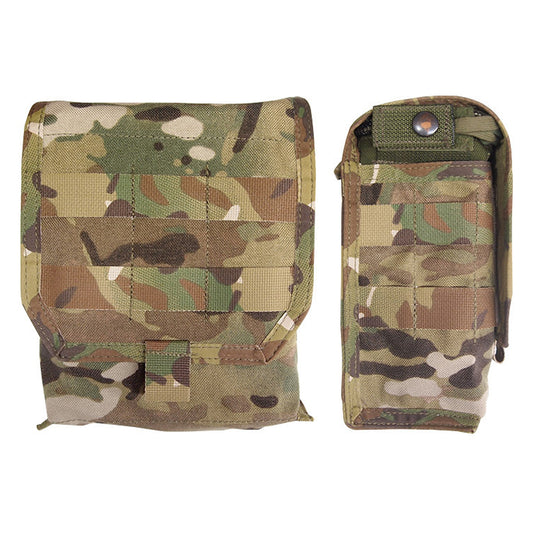 Designed to carry one 100rd 7.62NATO link box for the Mk48.   Also good for carrying ration packs or other medium size items.  MOLLE on the lid and sides allowing the attachment of smaller pouches.  www.moralepatches.com.au