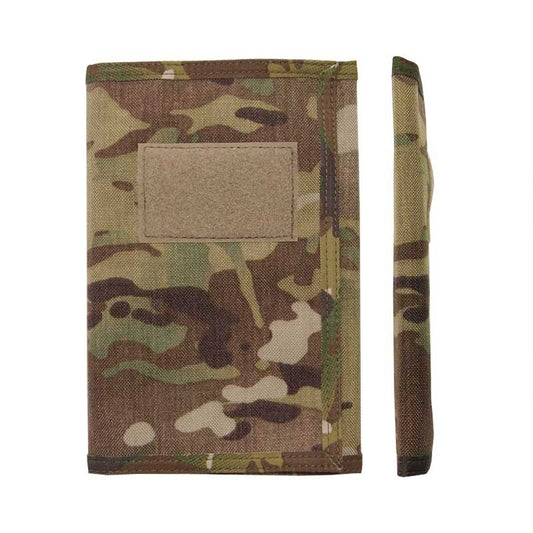 Notebook Holder For NCO's Or Officers Multicam has a large assortment of pockets inside for notes and you can put different styles of notebooks inside. Open measures 41.5 x 21.5cm Closed measures 14 x 21.5cm www.moralepatches.com.au 