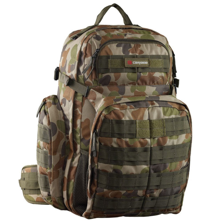 This 50L backpack has great capacity and full of useful features making it a popular all round choice for outdoor adventures.  Volume: 50L/58 x 33 x 30cm www.moralepatches.com.au