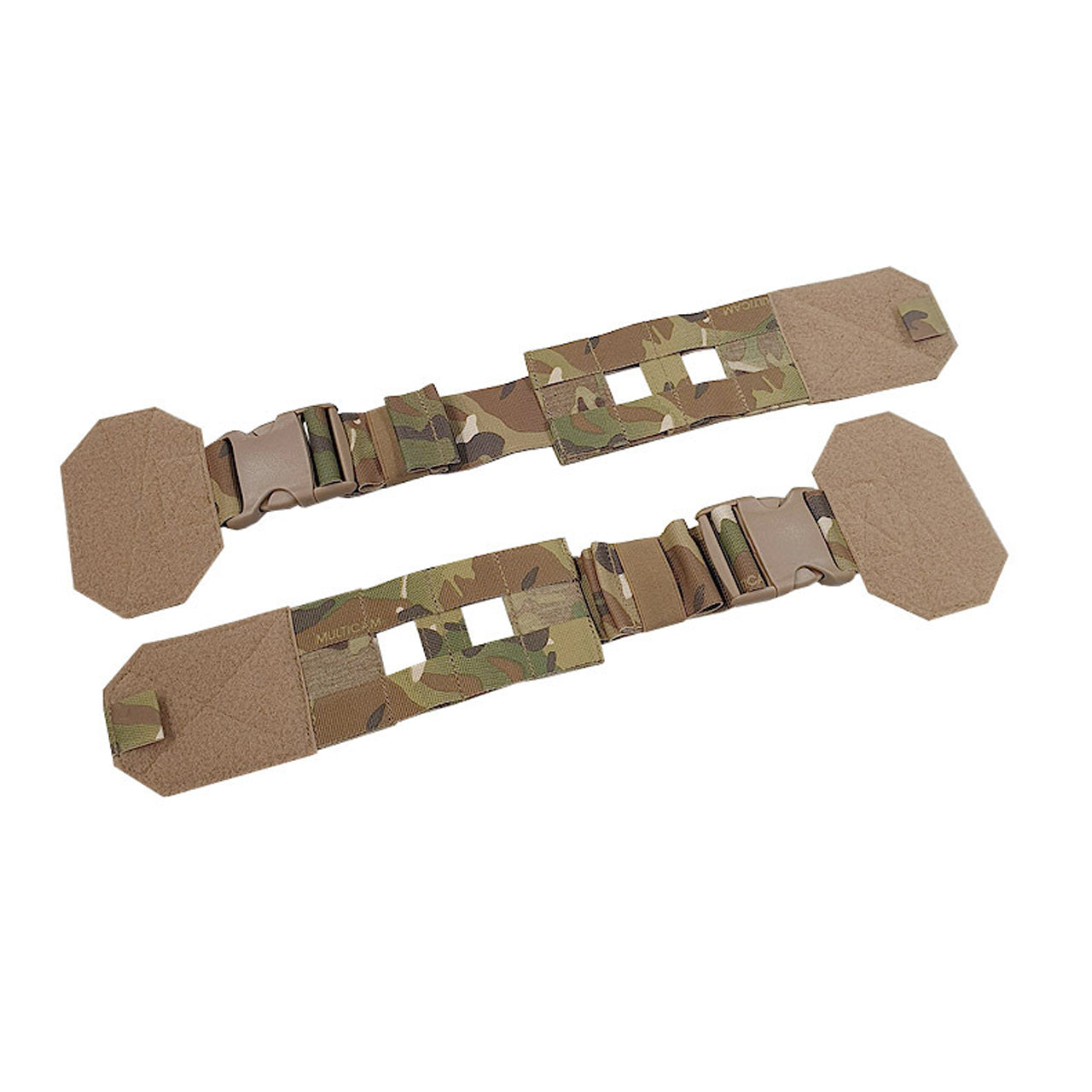 The Plate Hanger comes with a low profile skeletal cummerbund, the 2-row design of the Skeletal cummerbund allows correct height adjustment of the front and back plates while eliminating uncomfortable cutting into the arm pits and lateral muscles that is common among other MOLLE & Skeletal cummerbunds. The Skeletal cummerbund can be self-adjusted while being worn/on the move via the front draw tensioning strap. Fastex clip for quick Don/Doff.  www.moralepatches.com.au