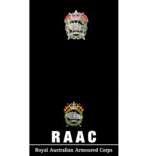 Royal Australian Armoured Corps (RAAC) 20mm full-colour enamel lapel pin. Displayed on a presentation card. This beautiful gold-plated lapel pin will look great on both your jacket and your cap.  Specifications:  Material: Silver-plated zinc alloy, enamel fill Colour: Green, silver, red Size: 20mm www.moralepatches.com.au