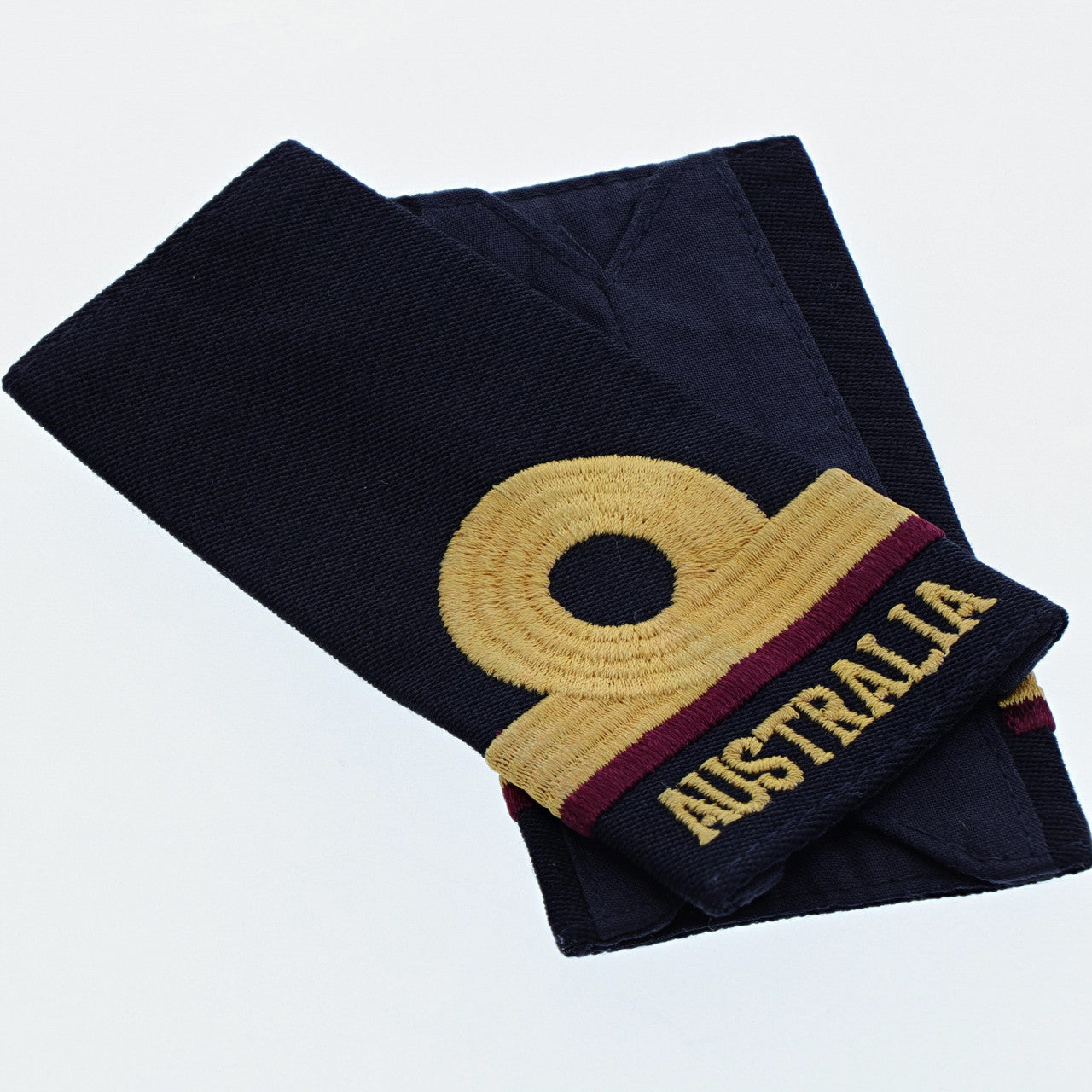 Order this quality Sub Lieutenant Nursing Officer Soft Rank Insignia with embroidered detailing this set of two is ready for wear. Order your set now.  Specifications:  Material: Soft rank insignia, fabric, raised embroidery Colour: Blue, gold, red Size: Standard