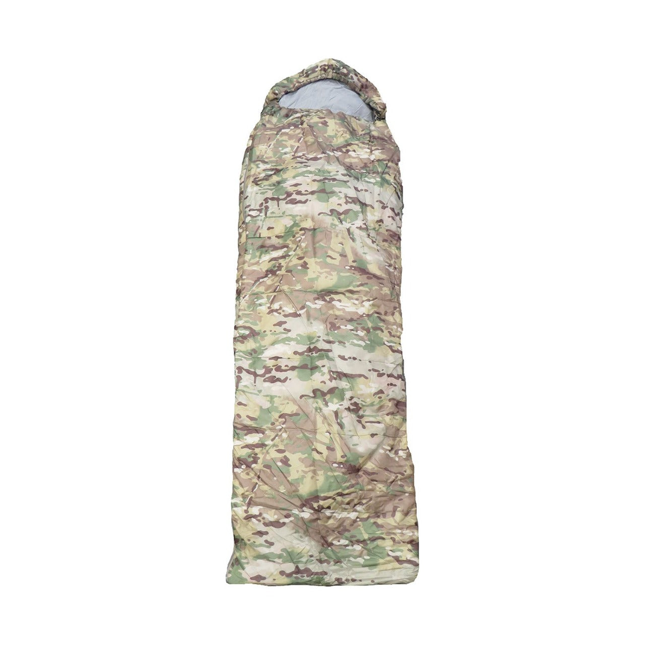 0 degree comfort rating  Contoured hood  175gsm micro fibre fill  190T multicam polyester outer  Soft touch 300T pongee polyester lining  Full rectangular envelope design  #5 zip with draft tube stopper  Complimentary stuff sack  Microfibre works off a reflective heat thermal process  Dimensions: 180+30x75cm