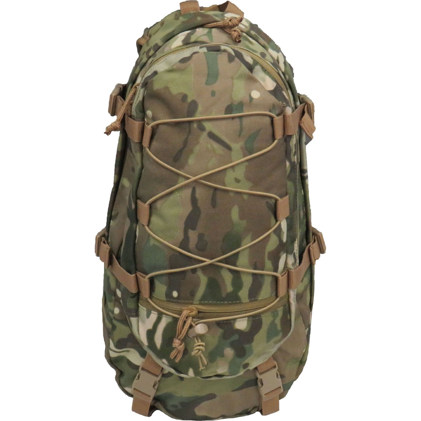 12L capacity  Heavy duty 900D 2 coats PU fabric  Neoprene insulated  Flat opening front pocket with organiser  Bonus 2L wide mouth EVA bladder with neoprene hose cover  Side compression straps  Front attachment straps  Heavy duty shock cord  Breathable foam mesh back  Padded shoulder straps with sternum strap