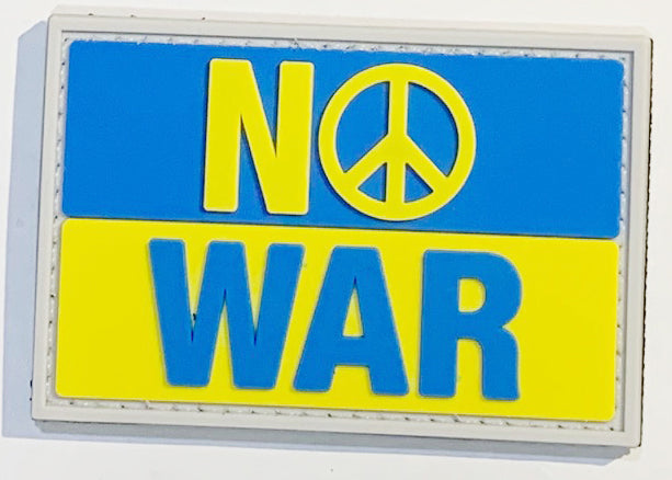 No War Ukraine PVC Patch, Velcro backed Badge. Great for attaching to your field gear, jackets, shirts, pants, jeans, hats or even create your own patch board.  Size: 7x5cm