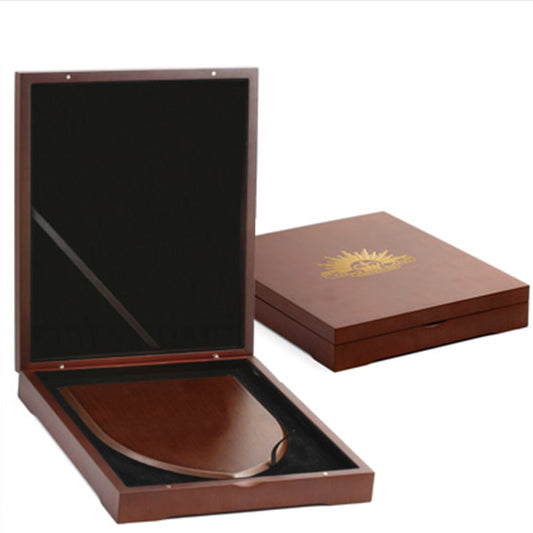 The Beautiful Army Plaque Presentation Box, order now and make you next presentation or gift extra special. This timber finish plaque box has a form cut black flock velvet inner base and padded flock velvet inner lid. Designed to create a quality presentation option for our range of shield plaques.  Printed with the Army crest on the front.  Box Size: 250mm x 210mm x 40mm www.moralepatches.com.au