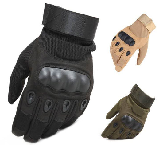 One Size Fits Most from small to large, definitely not XL or above. The velcro tightener helps keep everything firm as we put this through a rough 2 day combat test.  Great set of gloves for Military, cadets, scouts, hiking, hunting, outdoor sports or riding a motorbike.  Heavy duty  Adjustable velcro  Anti-slip material in the palm for better grip  Reinforced carbon fibre knuckle area  Light weight  Breathable fabric