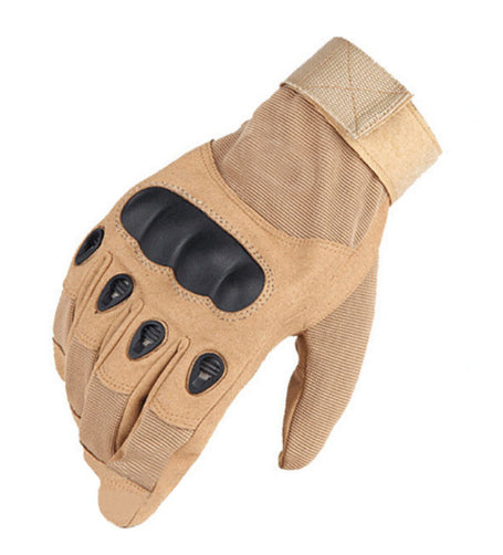 One Size Fits Most from small to large, definitely not XL or above. The velcro tightener helps keep everything firm as we put this through a rough 2 day combat test.  Great set of gloves for Military, cadets, scouts, hiking, hunting, outdoor sports or riding a motorbike.  Heavy duty  Adjustable velcro  Anti-slip material in the palm for better grip  Reinforced carbon fibre knuckle area  Light weight  Breathable fabric