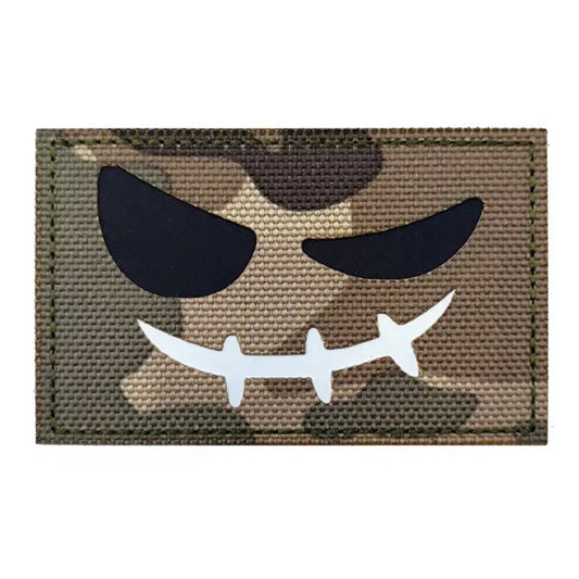 Evil Grin Laser Cut Multicam Patch Hook & Loop.   Size: 8x5cm  HOOK AND LOOP BACKED PATCH(BOTH PROVIDED) www.moralepatches.com.au