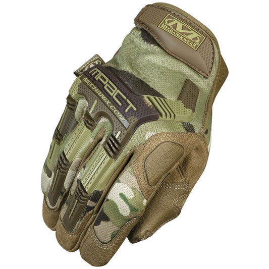 Form-fitting TrekDry® material with MultiCam® camouflage helps keep hands cool and comfortable High impact PORON® XRD® palm padding absorbs shock and vibration Molded Thermal Plastic Rubber (TPR) knuckle and finger impact protection Rubberized grip on thumb and index finger for improved control and abrasion resistance Second-skin fit with a hook and loop closure Nylon cord loop for convenient glove storage Machine washable