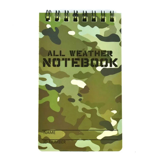 Multicam All Weather Notebook 7.5X13CM Double sided usage of paper Approximately 50 pages Can be used as graph paper www.moralepatches.com.au